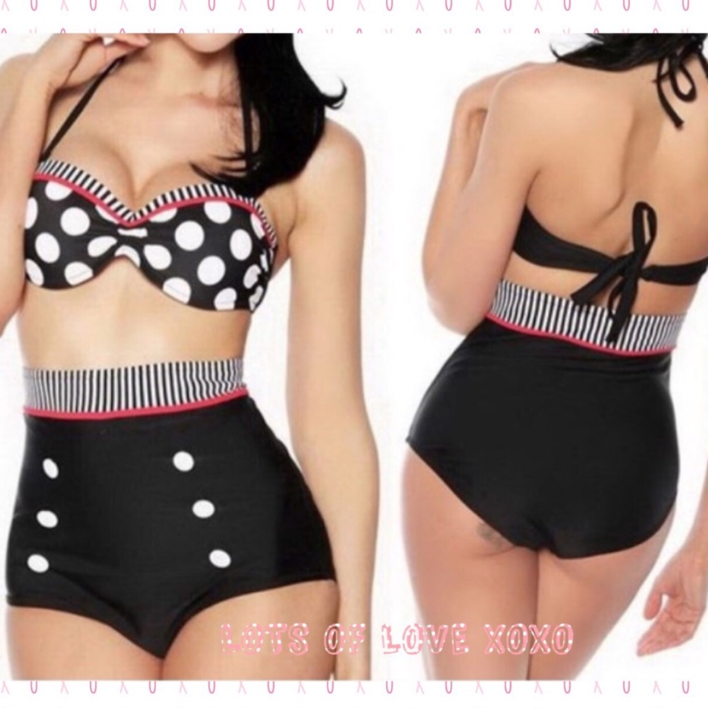 LAST 2❤️TRENDY RETRO PIN UP POLKA DOT BIKINI - Picture 1 of 8